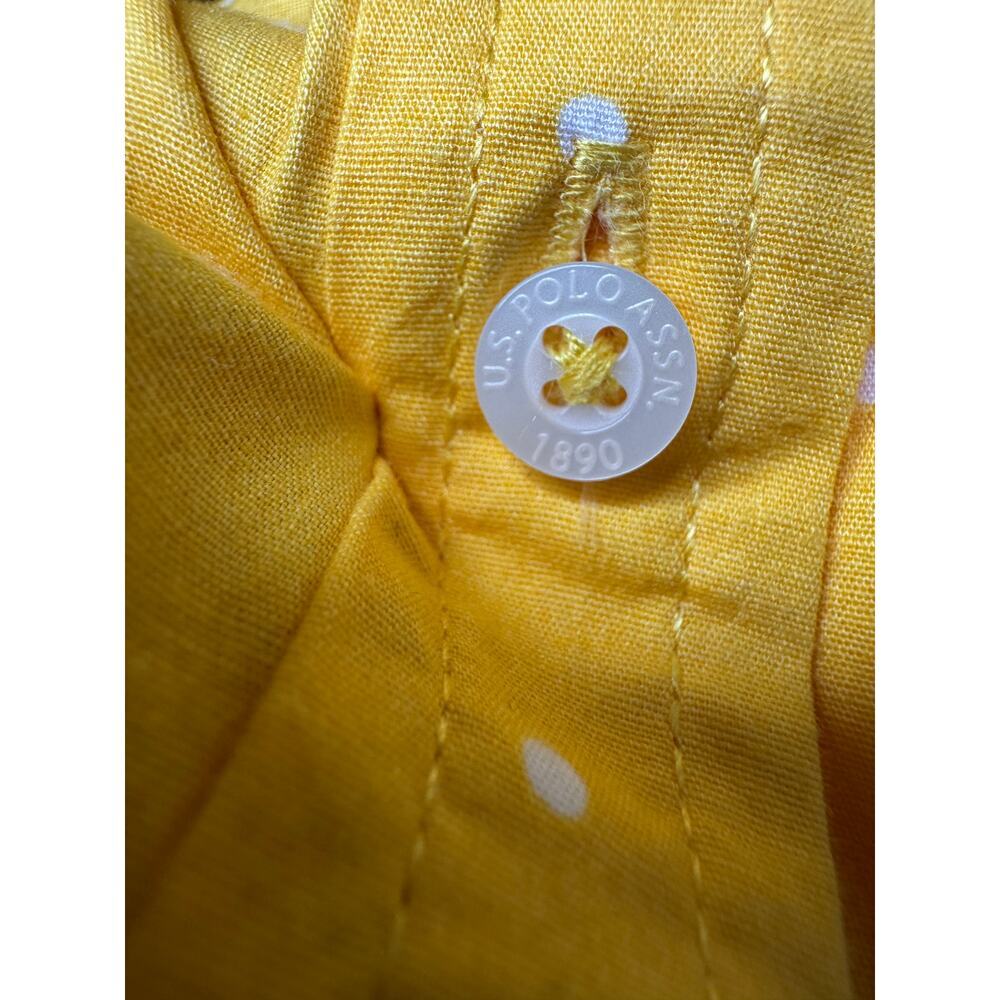Woman's U.S. Polo Assn Yellow Polka Dot Button Down Shirt Stretch Cotton Medium - Picture 8 of 11